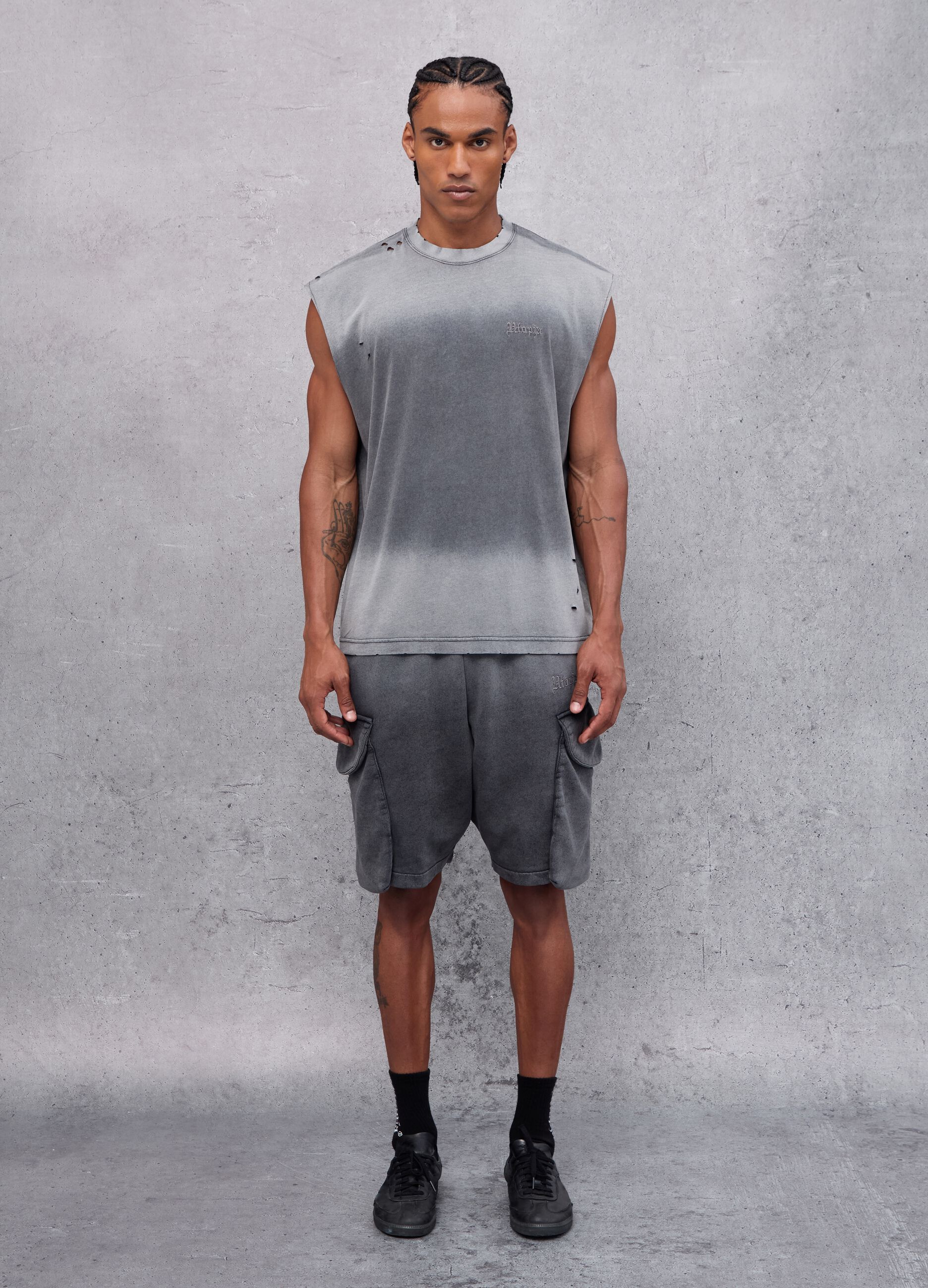 Sunfaded Cargo Sweat Shorts Vintage Grey
