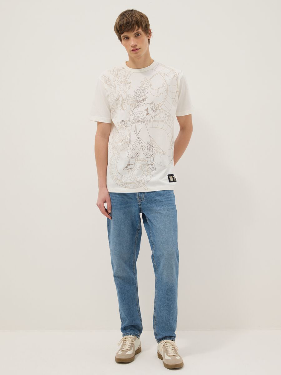 Beige pure cotton regular fit T-shirt with Dragon Ball print_1