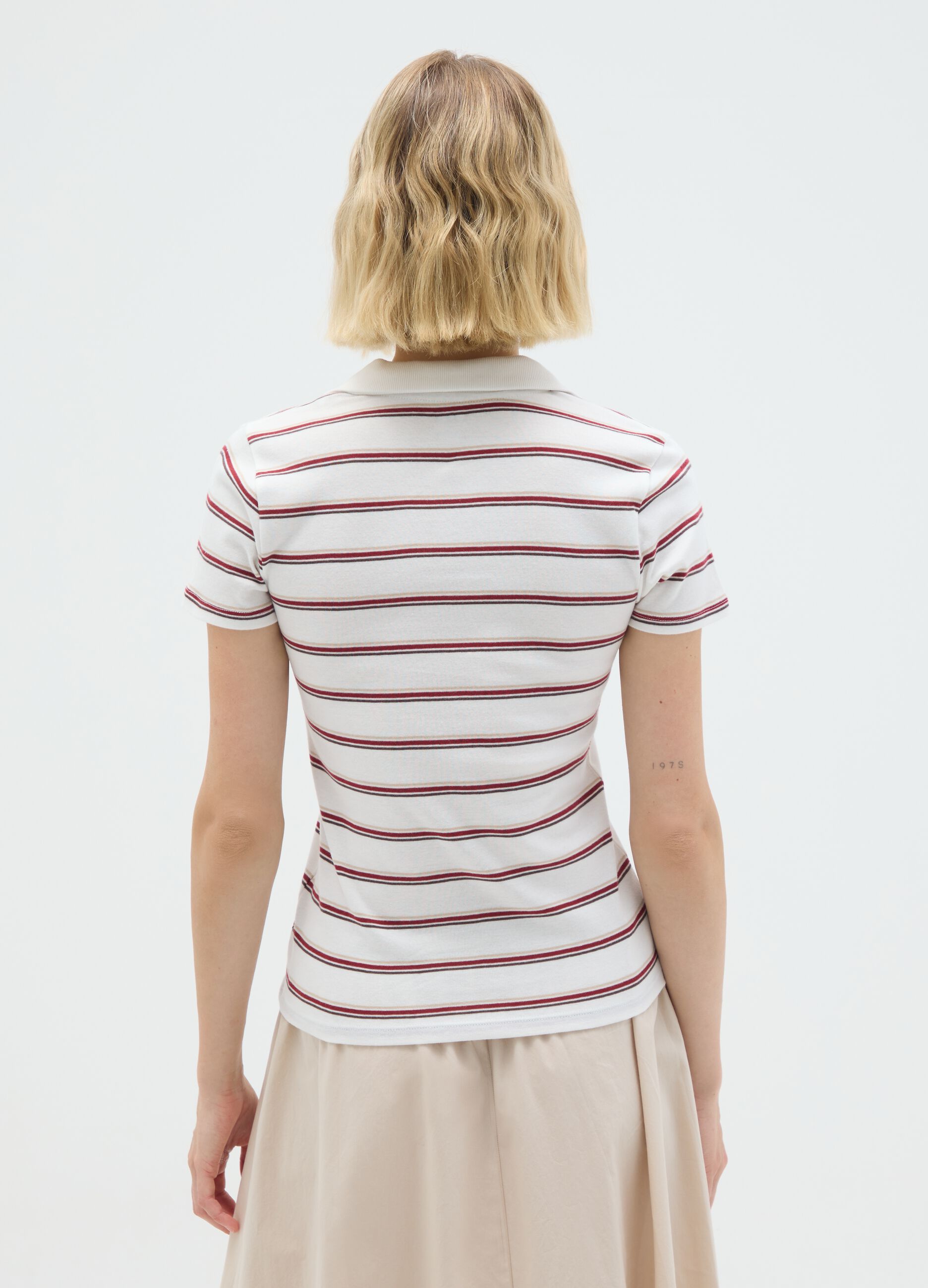 Women's Polo Shirt in Pure Multicolour Cotton