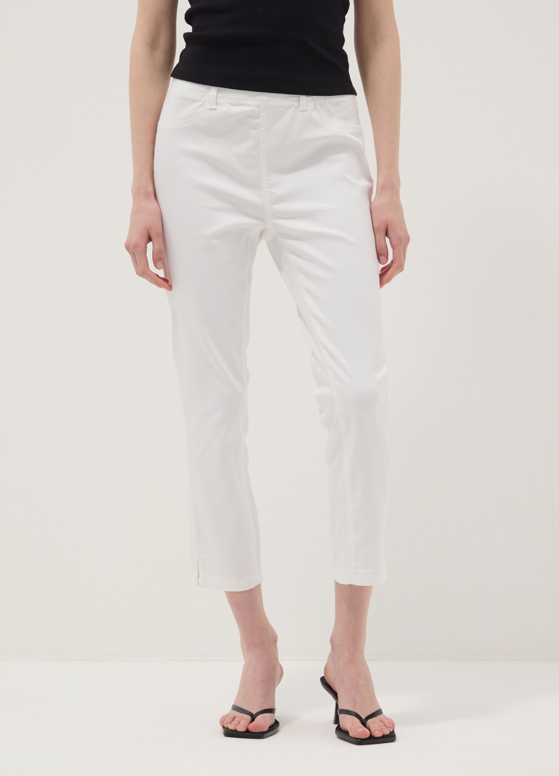 Jeans in misto cotone denim elasticizzato bianchi skinny fit