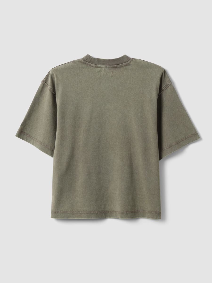 Girls' oversized fit green pure cotton T-shirt_4