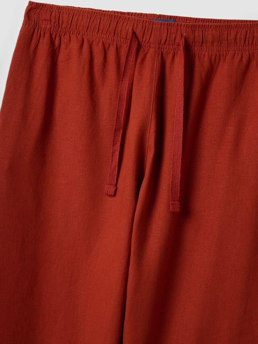 Pantaloni in misto lino rosso regular fit_5