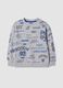 Felpa grigia in misto cotone e viscosa con stampe racing over fit_0