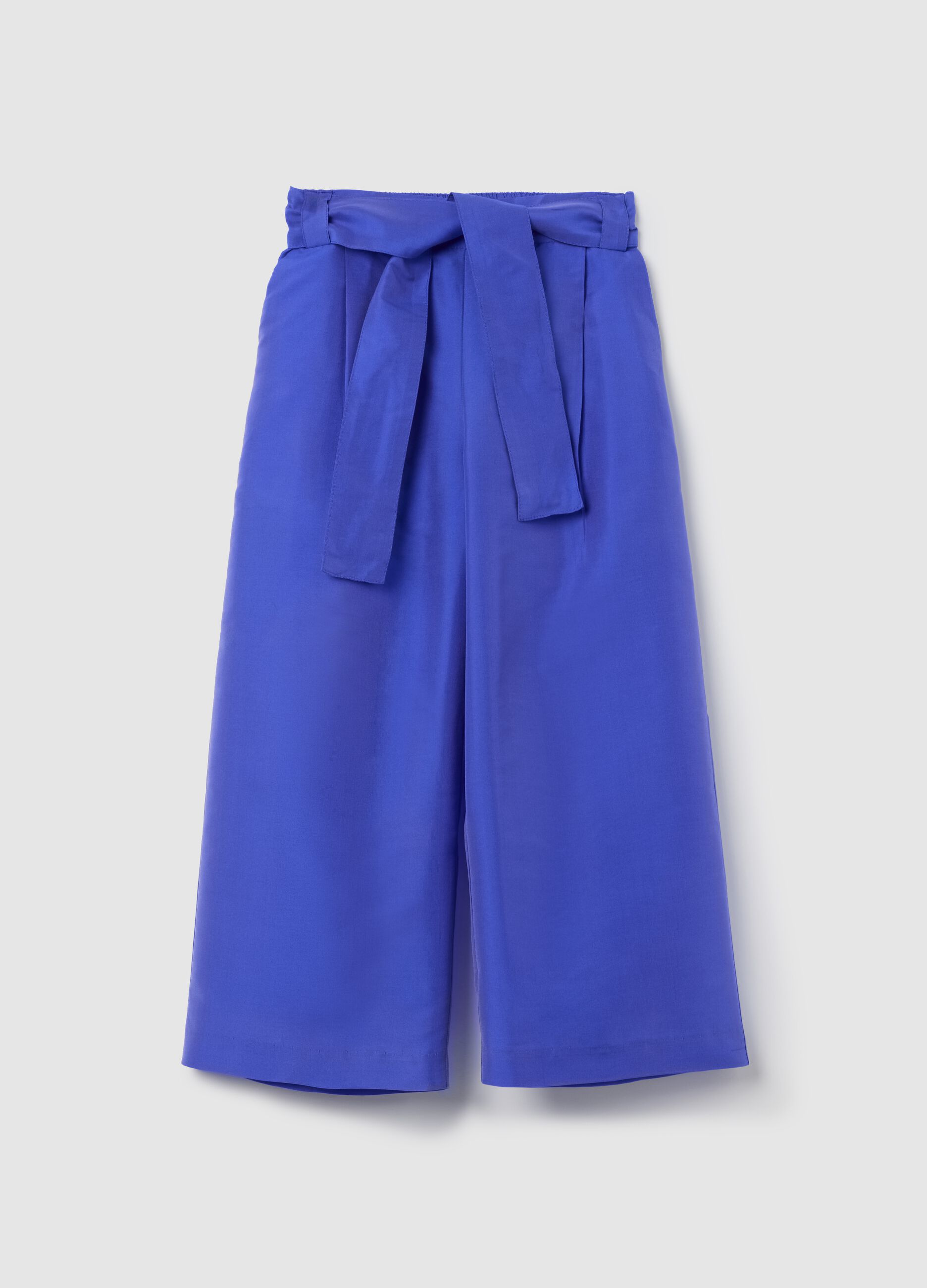 Girls’ wide-leg trousers in blue with elasticated waistband