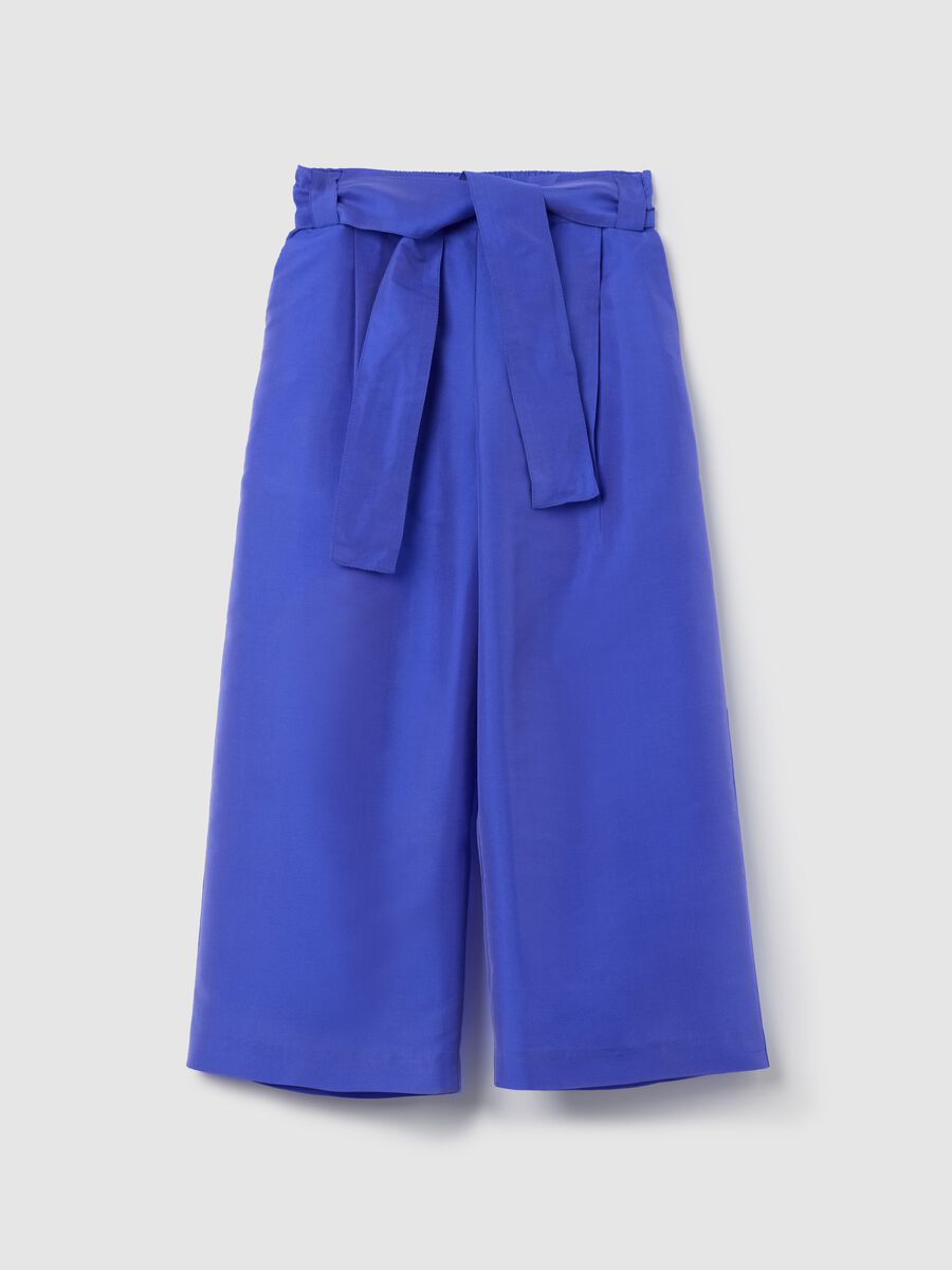 Girls’ wide-leg trousers in blue with elasticated waistband_0