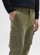 Green regular fit cotton blend trousers_3