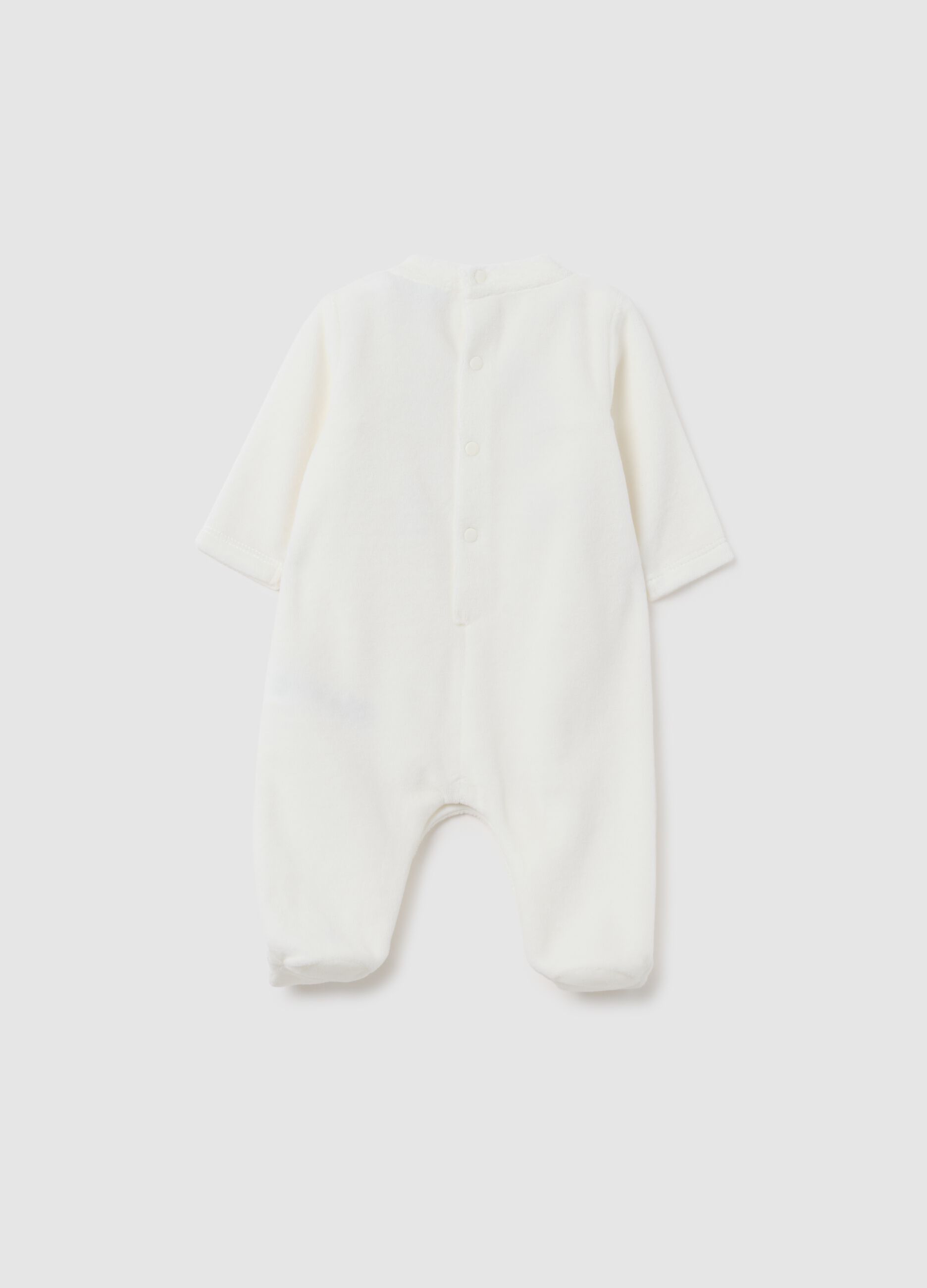 White cotton baby bodysuit with panda