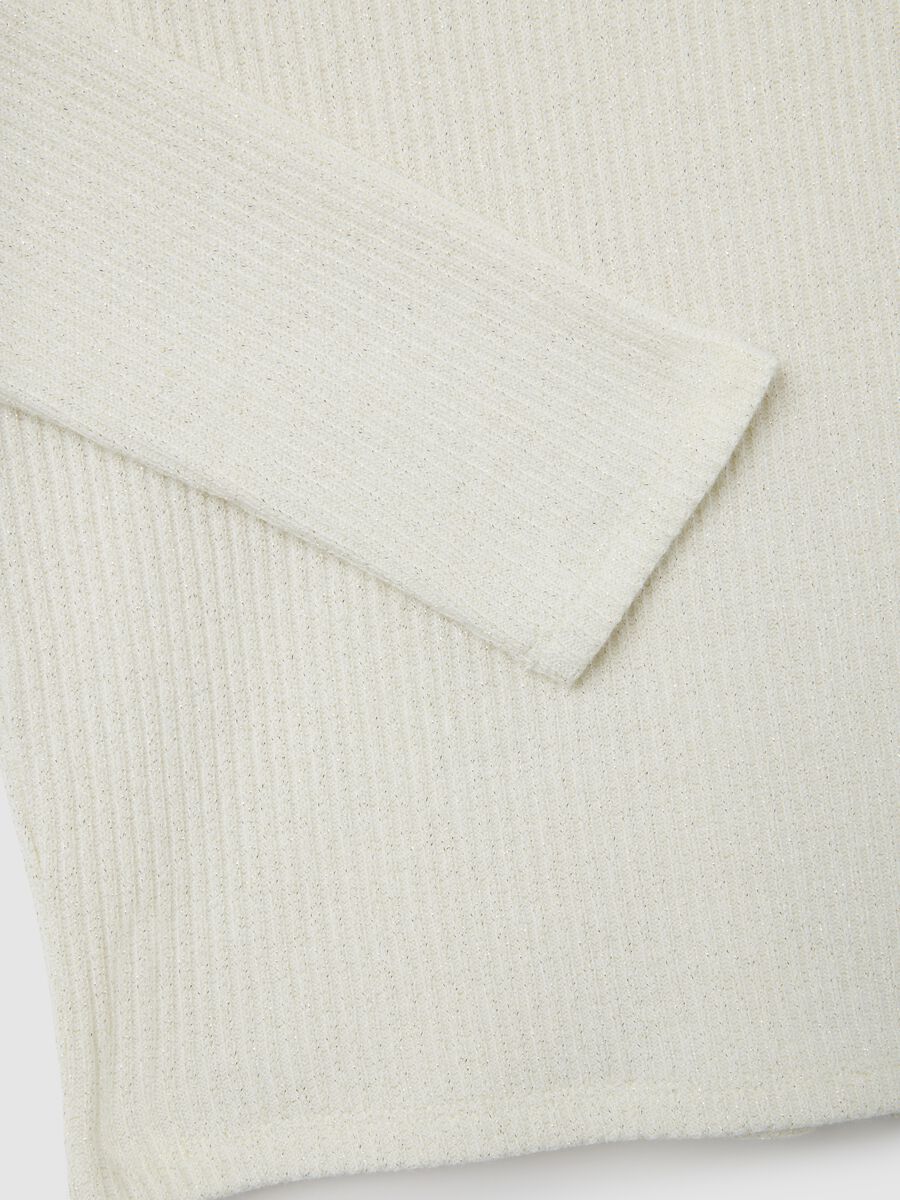 Maglia girocollo con maniche lunghe a righe bianca regular fit_5