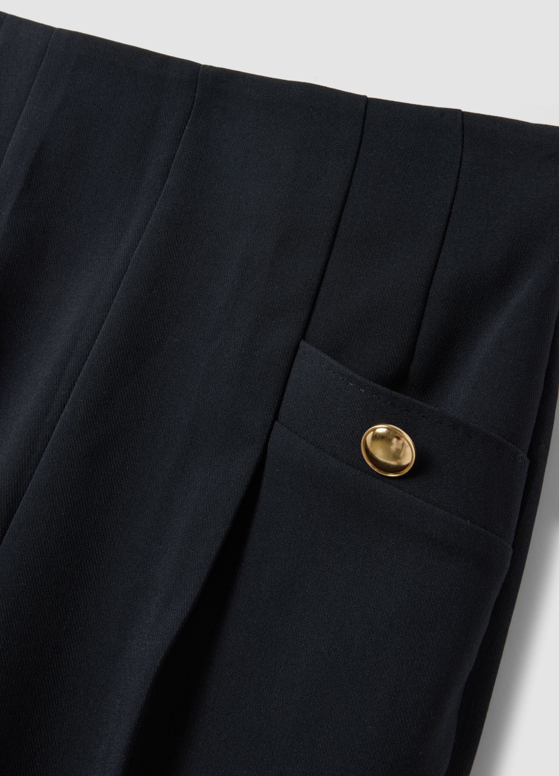 Black stretch viscose trousers with regular tapered fit