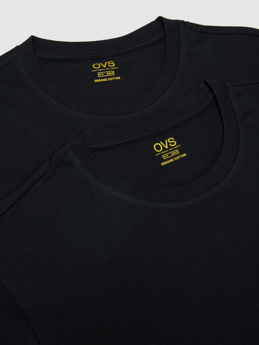 Two-Pack Black T-shirts in Pure Cotton Regular Fit_5