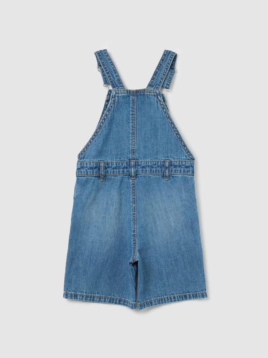 Denim dungarees with pockets and surfer zebra embroidery_1