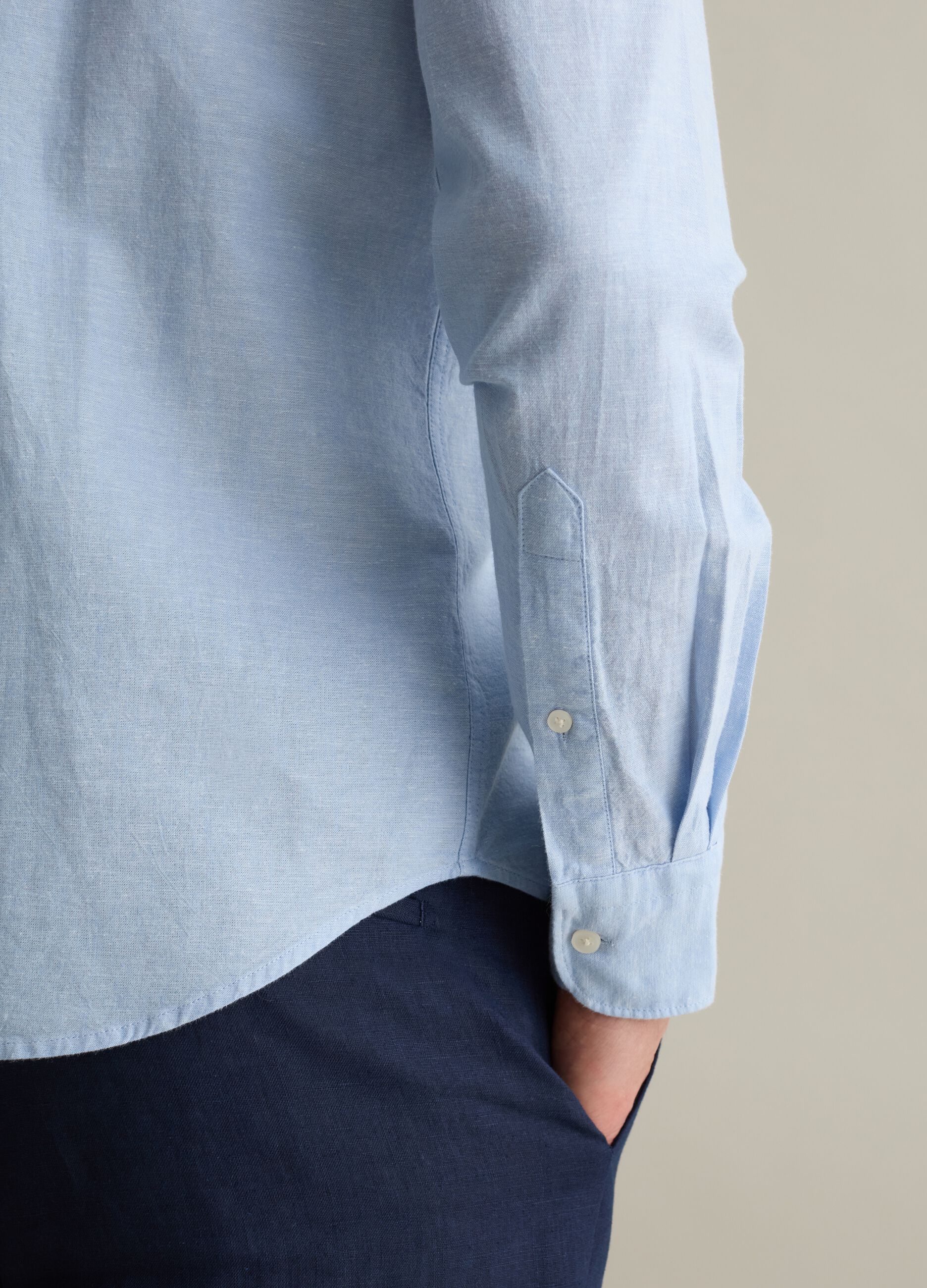 Regular-fit shirt in cotton and linen