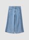 Light Blue Wide-Leg Pure Cotton Jeans for Girls_0