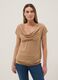Maglietta beige premaman a maniche corte in viscosa elasticizzata_1