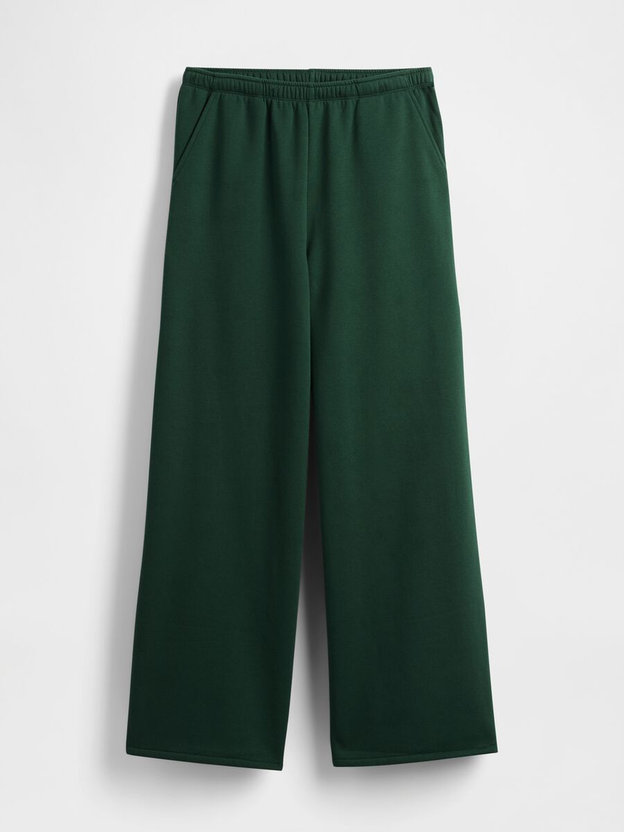 Green Palazzo Trousers in Cotton and Polyester Blend_5
