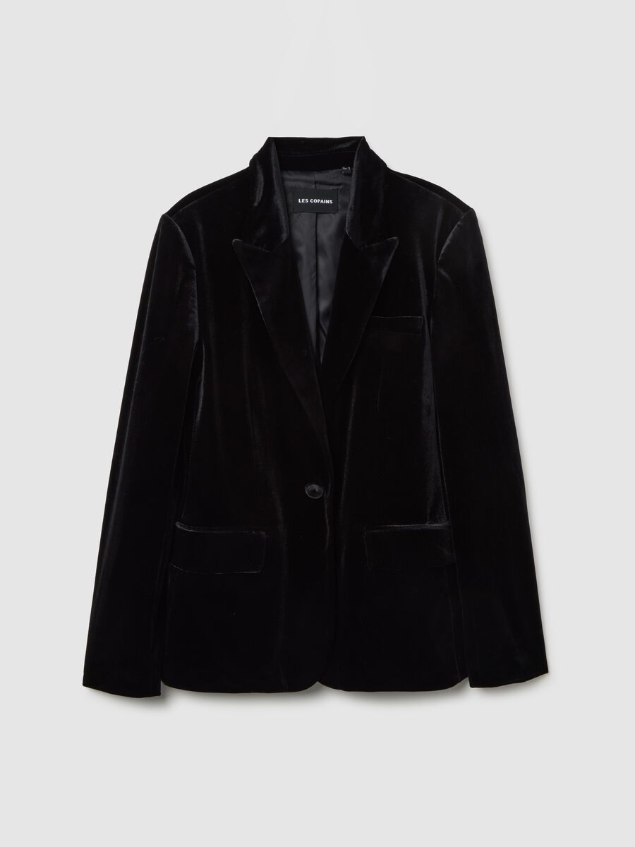 Blazer in velluto nero slim fit_4