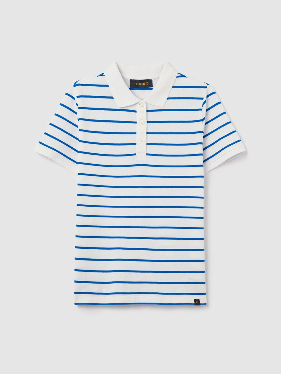 Light blue and white striped polo shirt in piquet_4