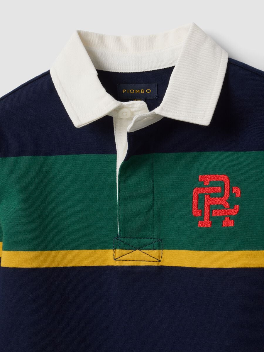 Polo rugby multicolor in puro cotone a righe con colletto classico per bambino_4