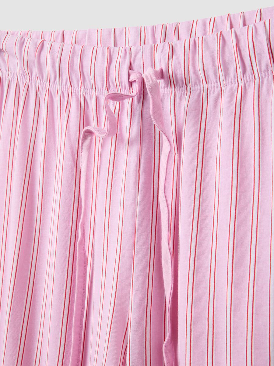 Pink striped pure cotton pyjama shorts - regular fit_5