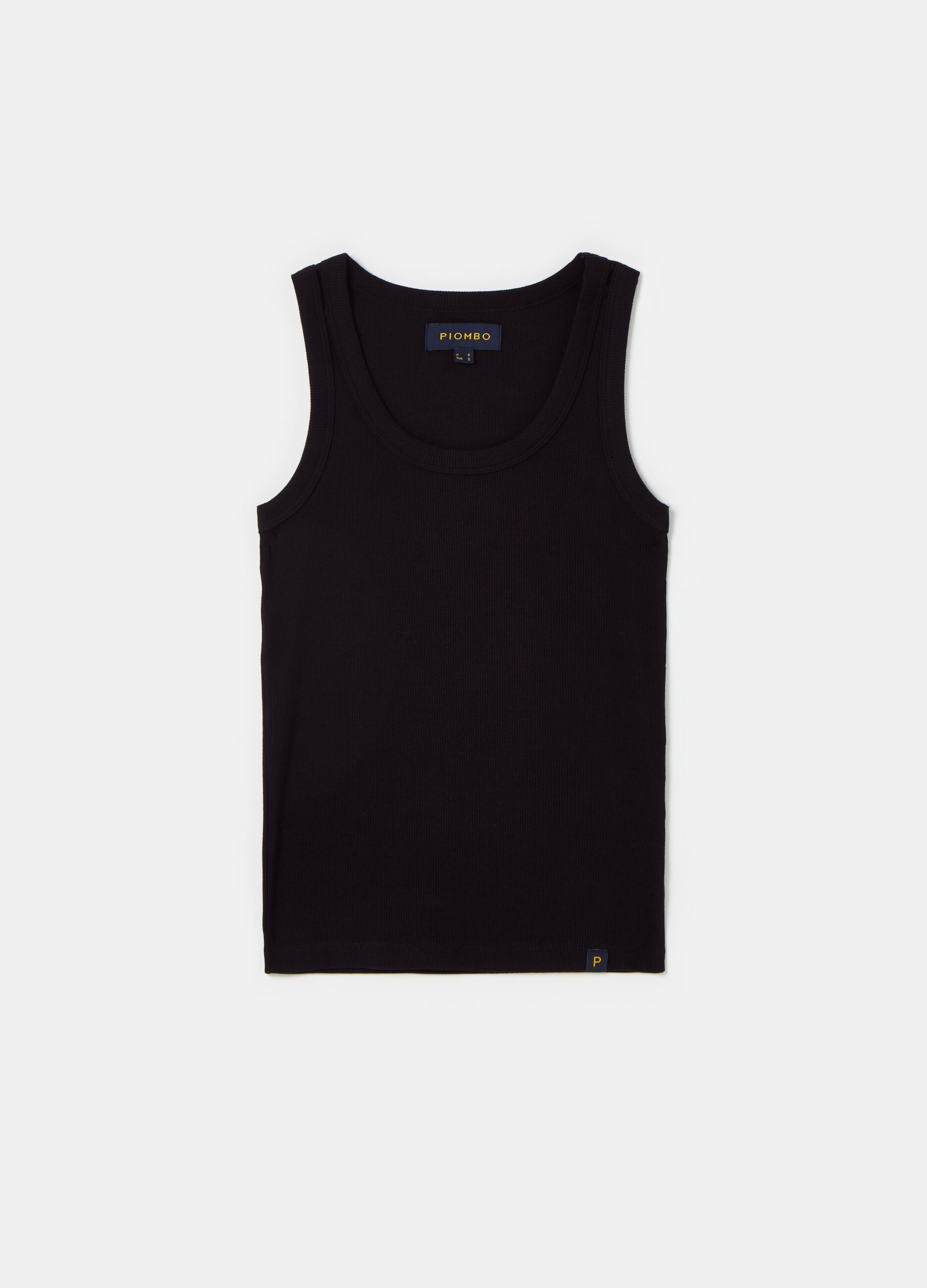 Tank top in ribbed stretch cotton
