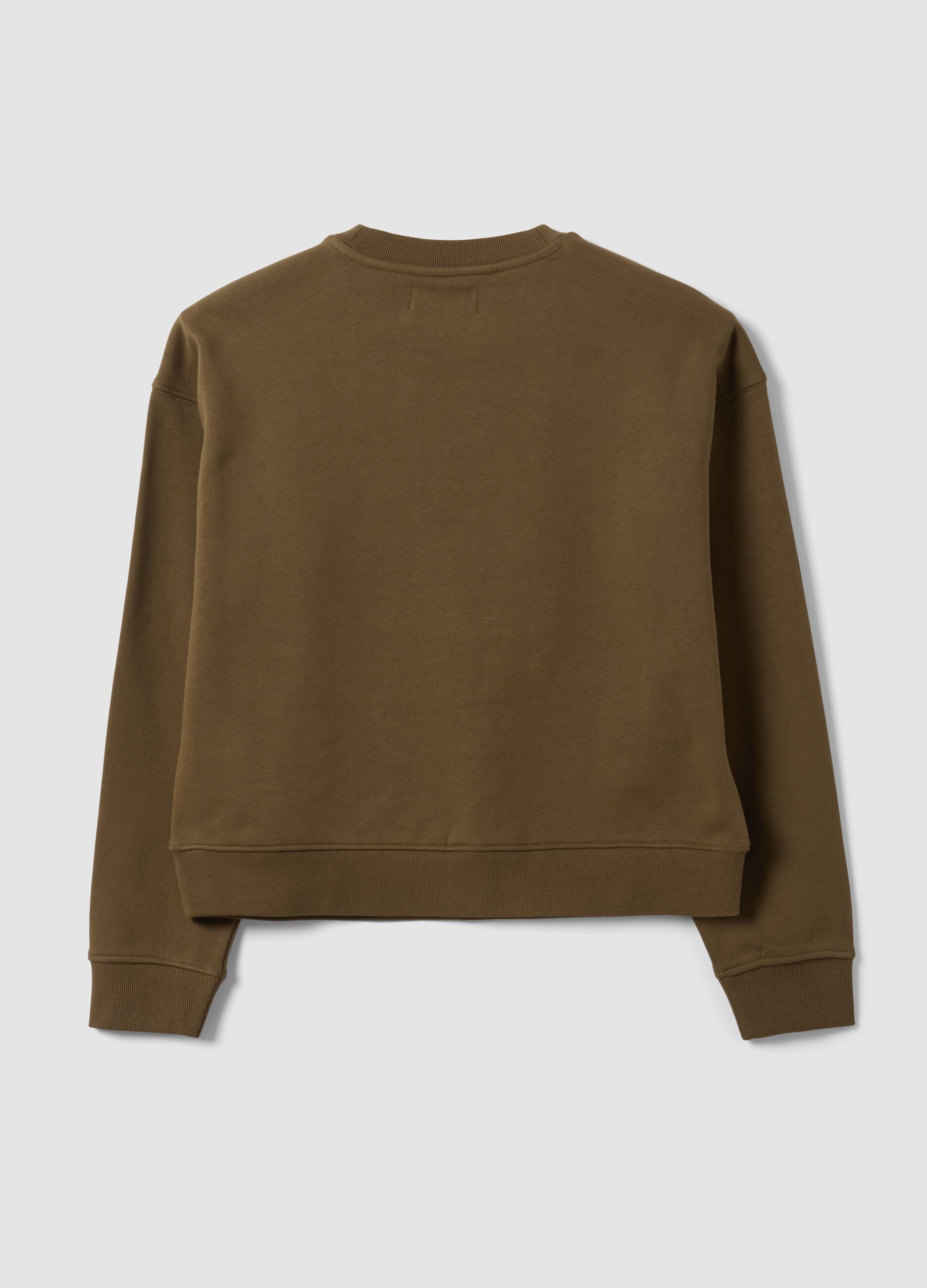 Felpa verde in misto cotone a girocollo regular fit