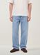 Light blue wide-leg jeans in pure cotton_1
