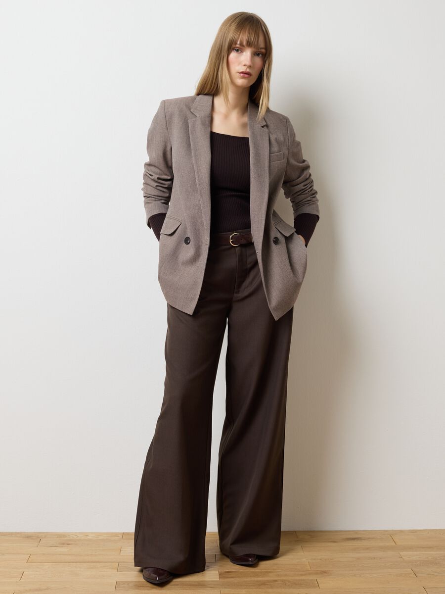 Pantaloni marroni wide leg_0