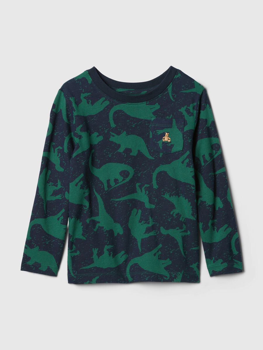 T-shirt with print and teddy bear embroidery_0