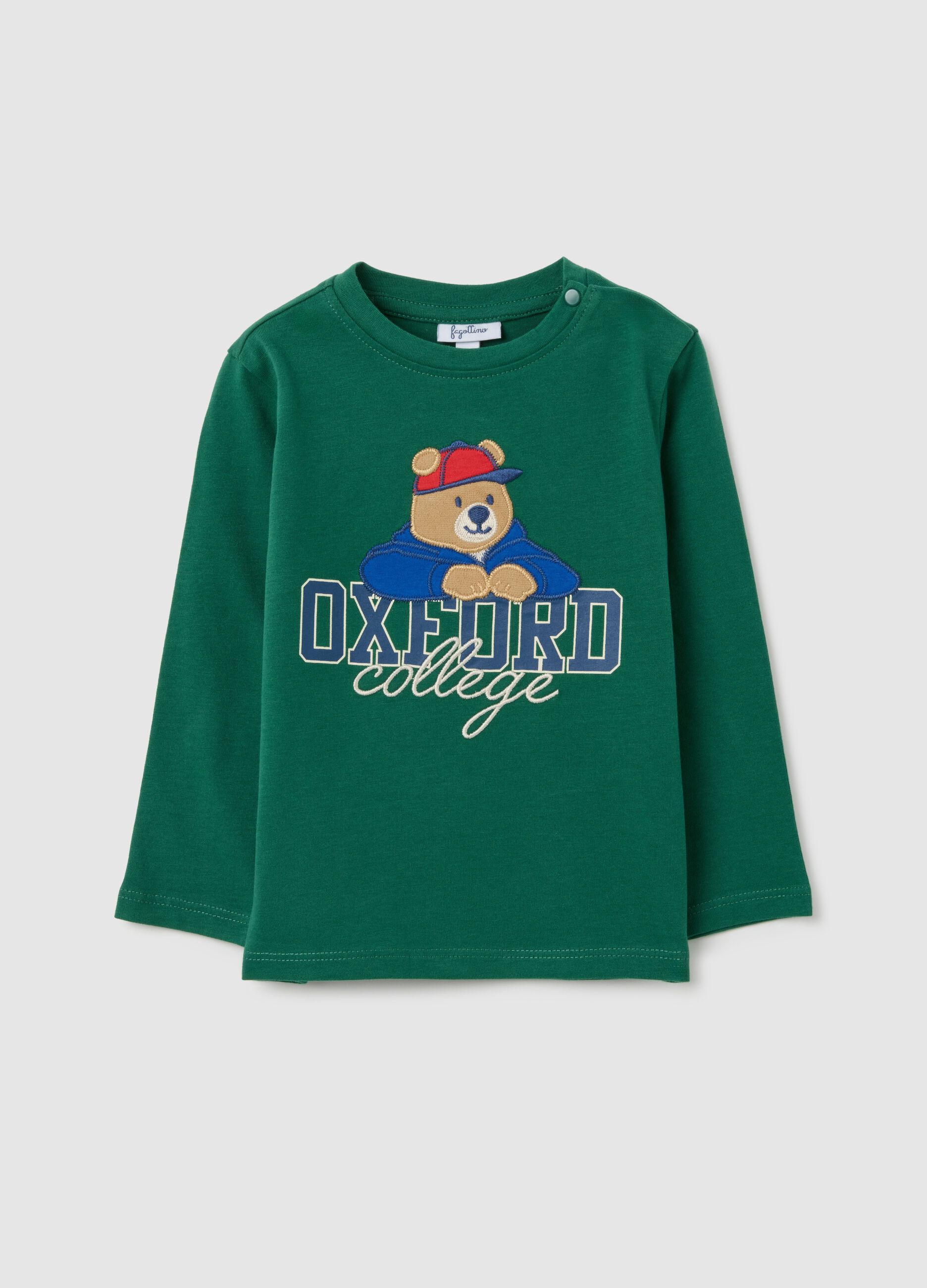 Children's T-shirt in pure green cotton regular fit