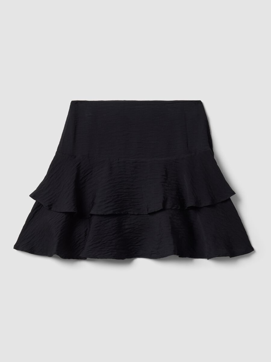 Black viscose-blend tiered skirt_1