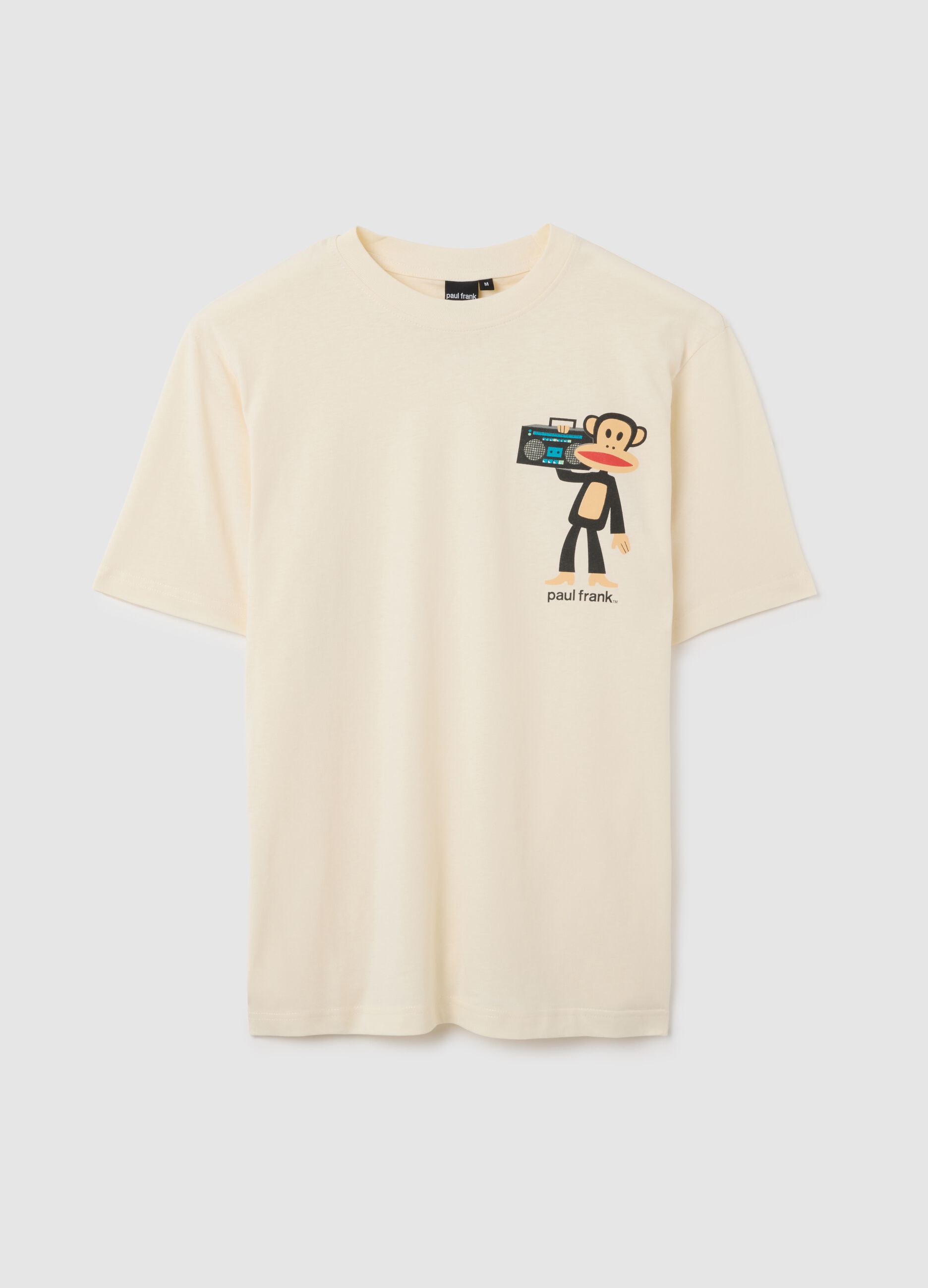 Regular fit short sleeve beige T-shirt in pure cotton