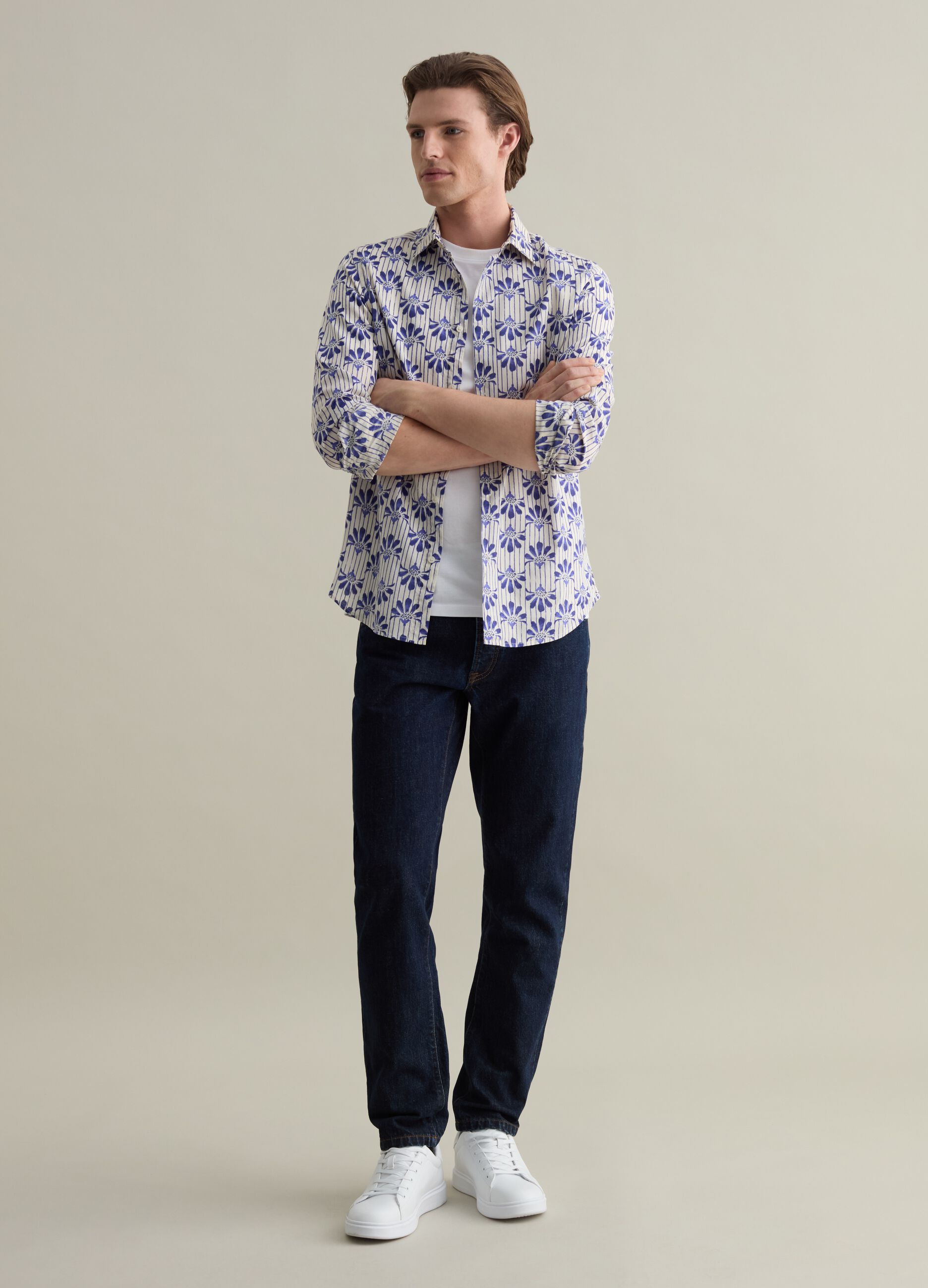 Cotton shirt with all-over print