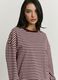 Regular Fit Long-Sleeve Striped Bordeaux T-shirt in 100% Cotton_2