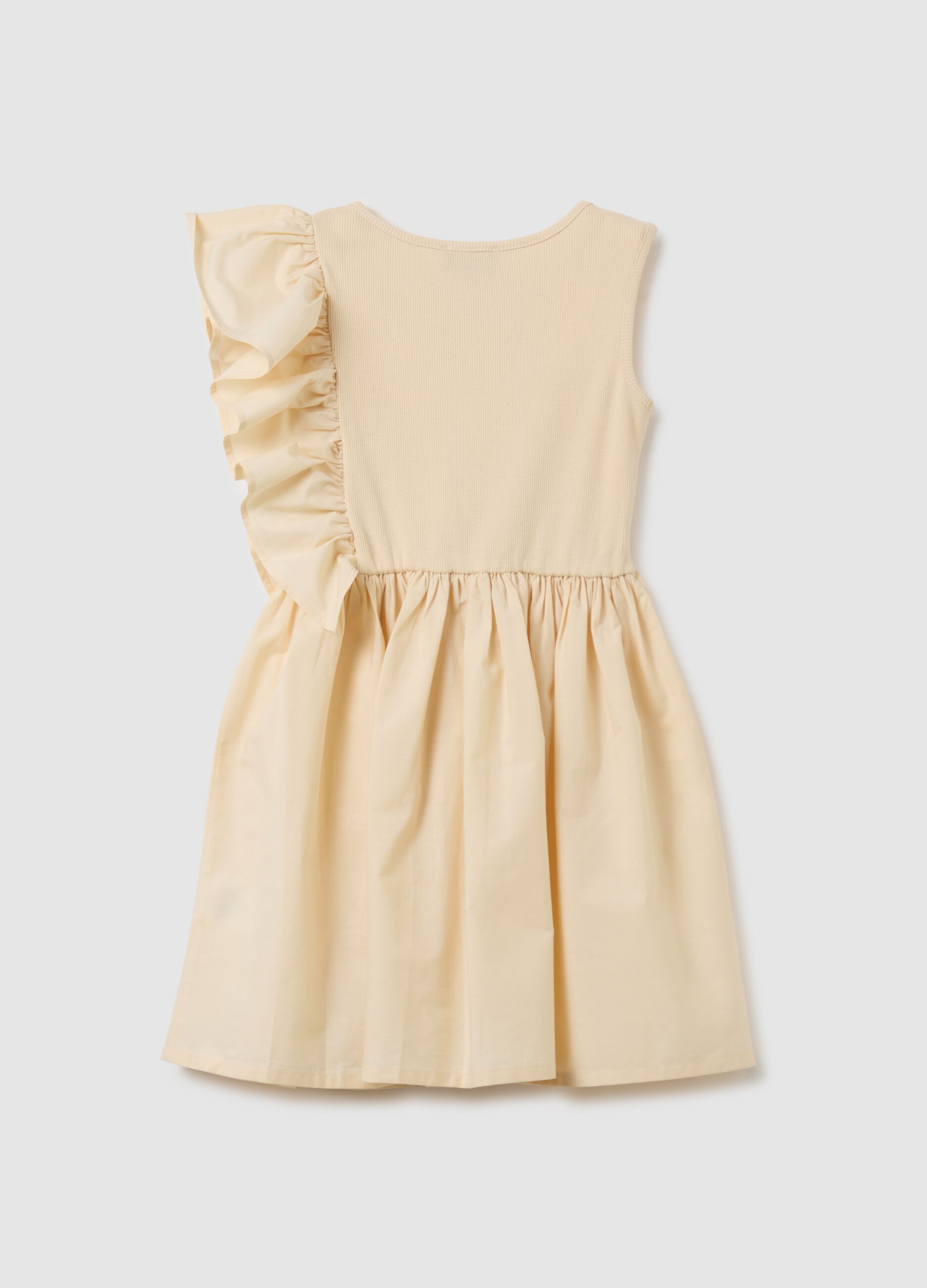 Abito da bambina in cotone beige regular fit