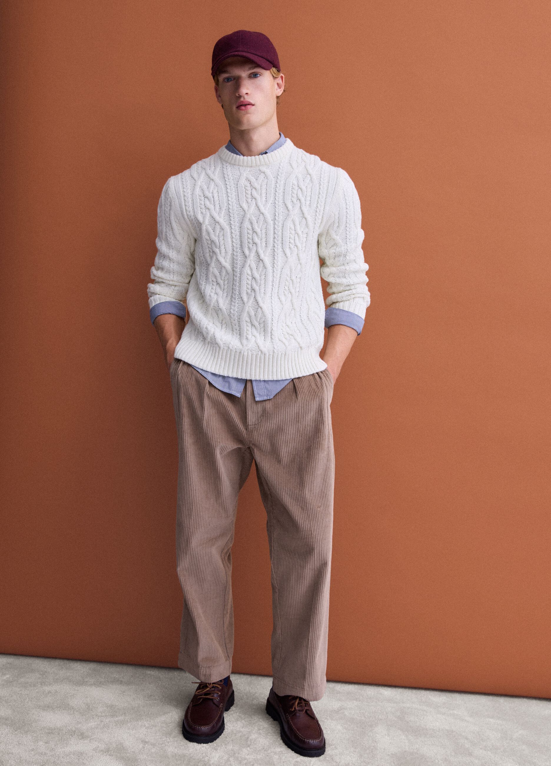 White regular-fit jacquard wool-blend jumper