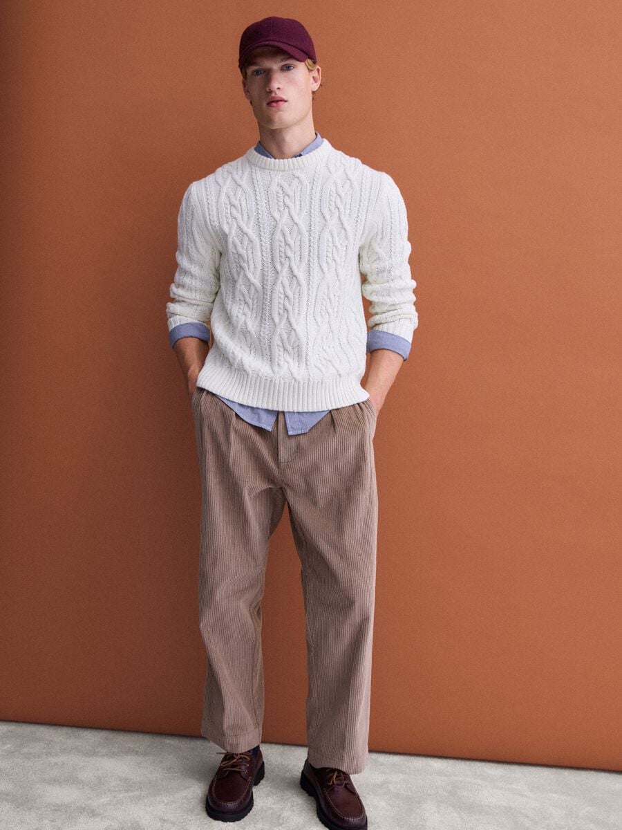 Maglia bianca in misto lana jacquard regular fit_2