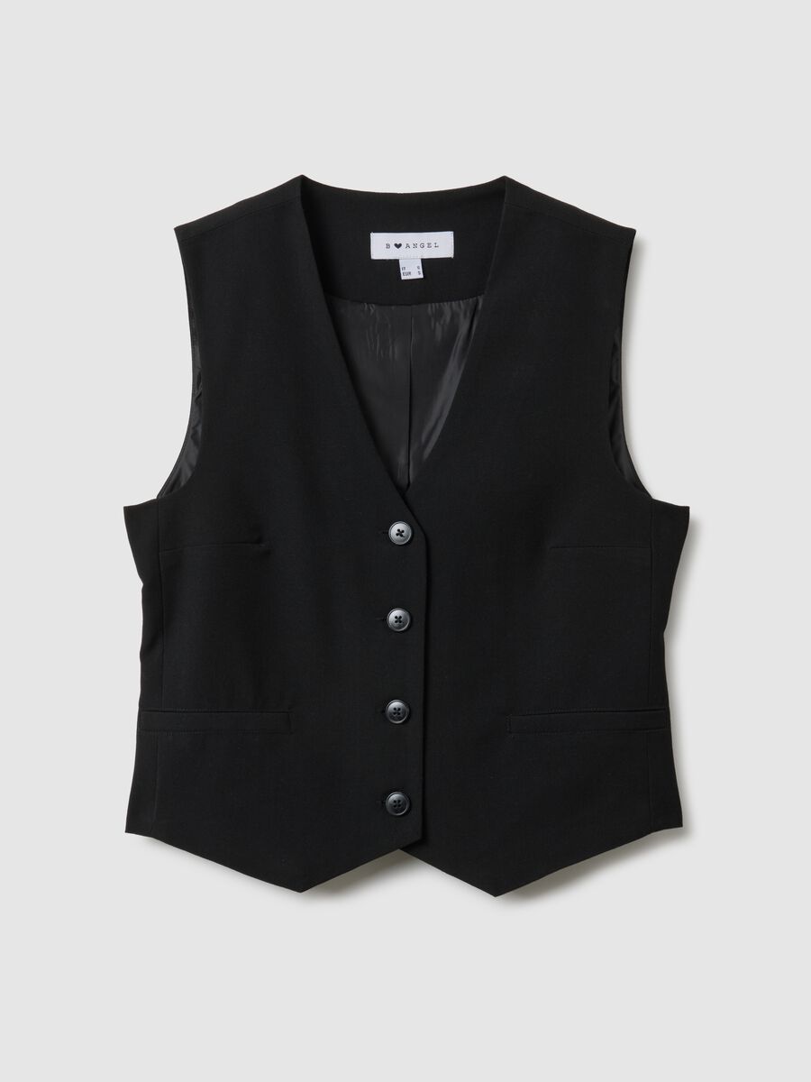 Gilet in tessuto elasticizzato nero regular fit_4