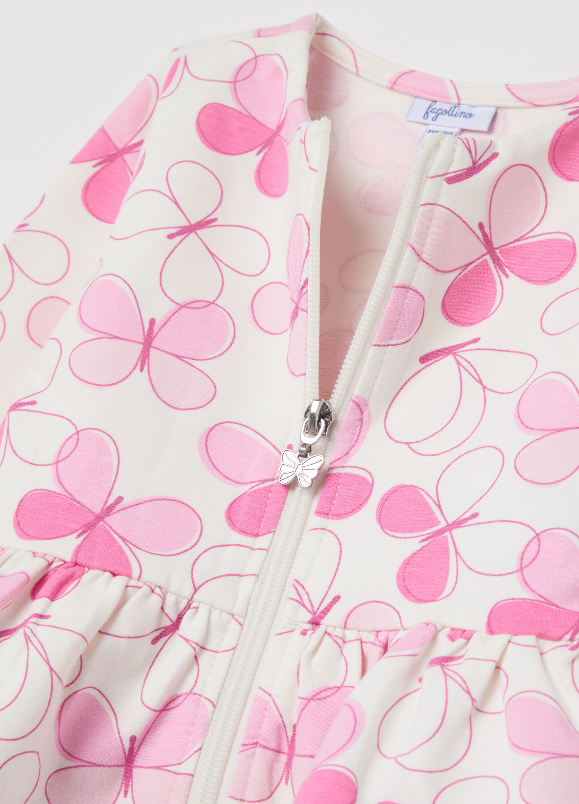 Stretch cotton jogging set with butterflies print