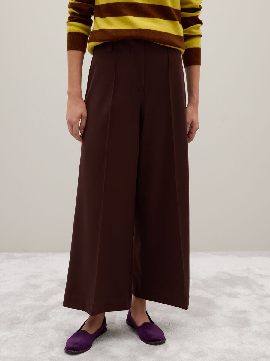 Pantaloni marroni wide leg_1