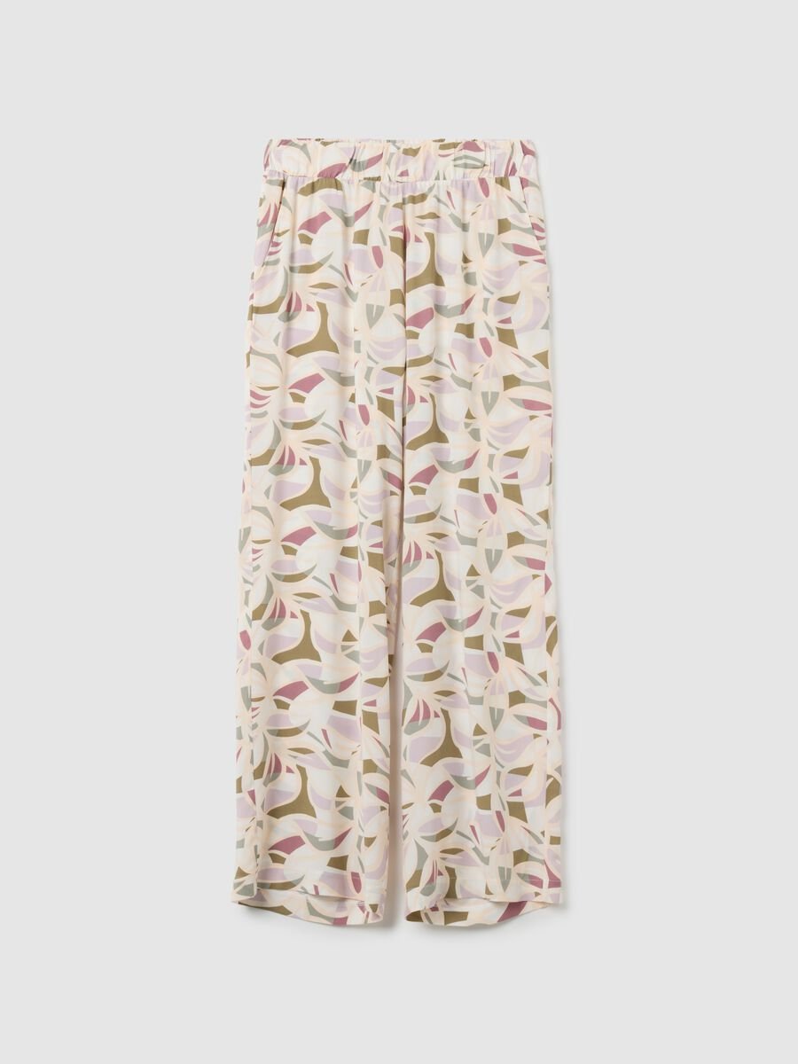 Pantaloni pigiama palazzo in viscosa multicolor regular fit_4