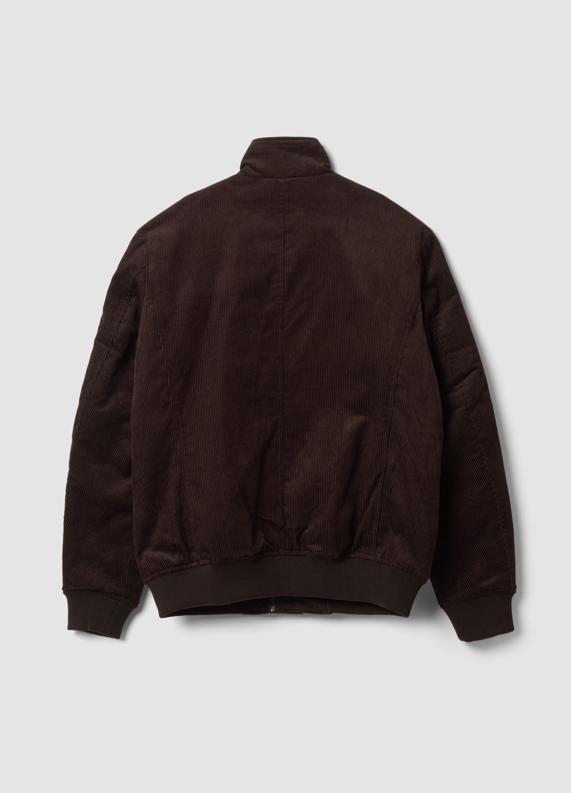 Bomber marrone in puro cotone imbottito regular fit a coste