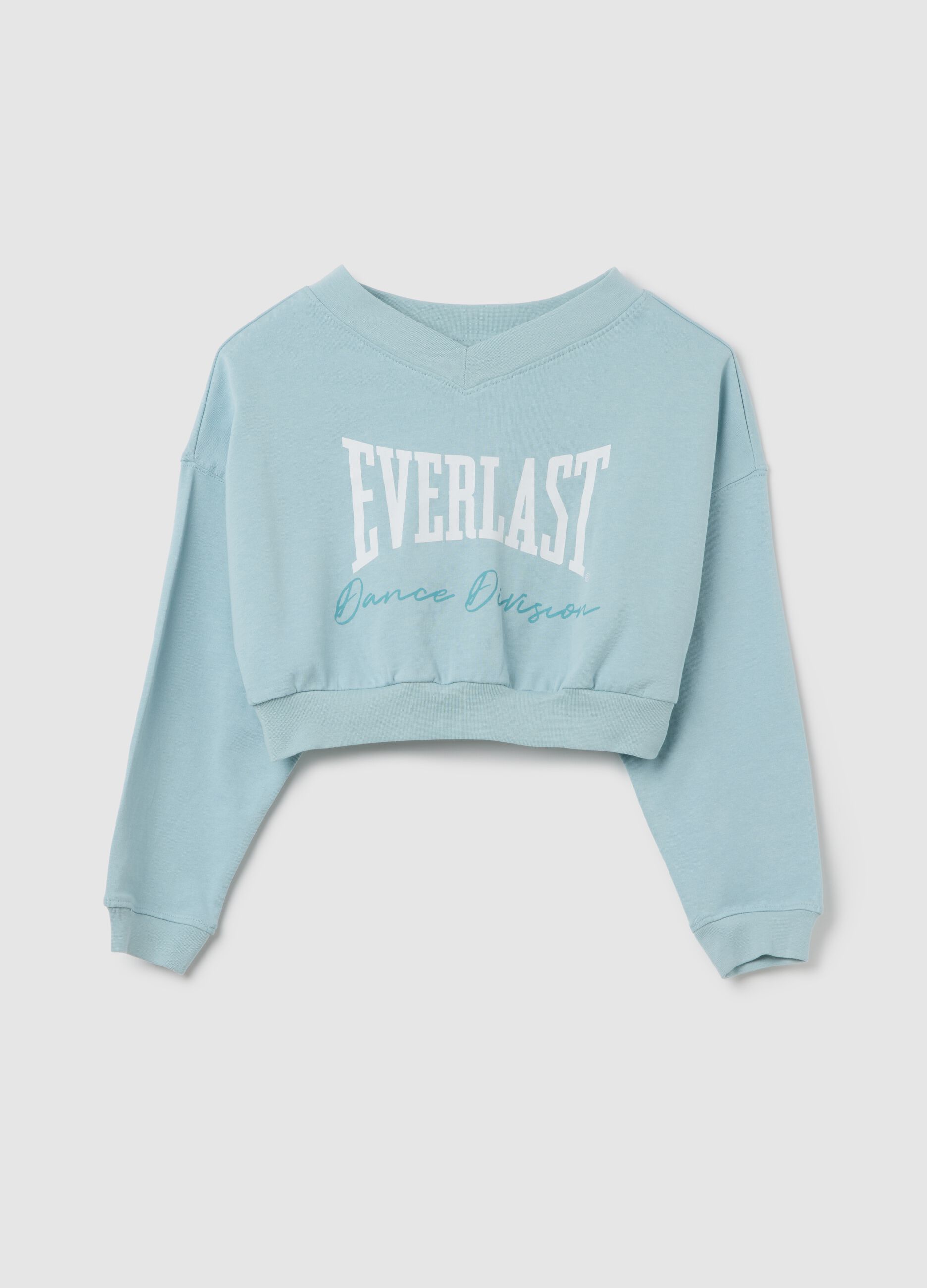 Girls’ light blue regular fit cropped sweatshirt in 100% cotton