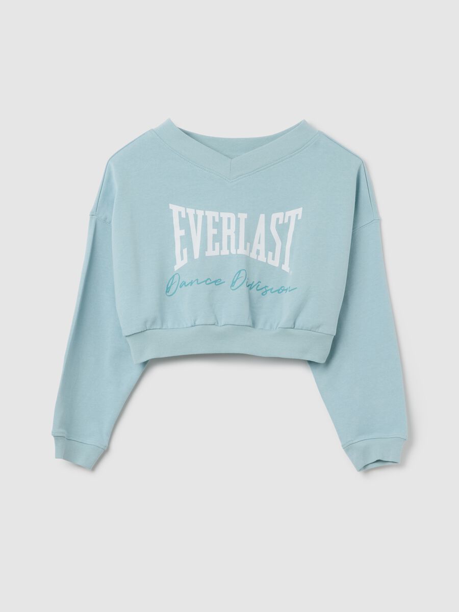 Girls’ light blue regular fit cropped sweatshirt in 100% cotton_3