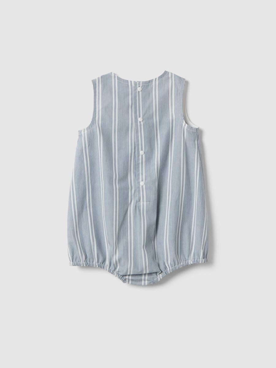 Romper senza maniche in puro cotone a righe multicolor da neonata_1