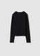 Black stretch organic cotton T-shirt with ribbed neckline_1