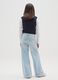 Girls' pure cotton wide-leg blue jeans_1