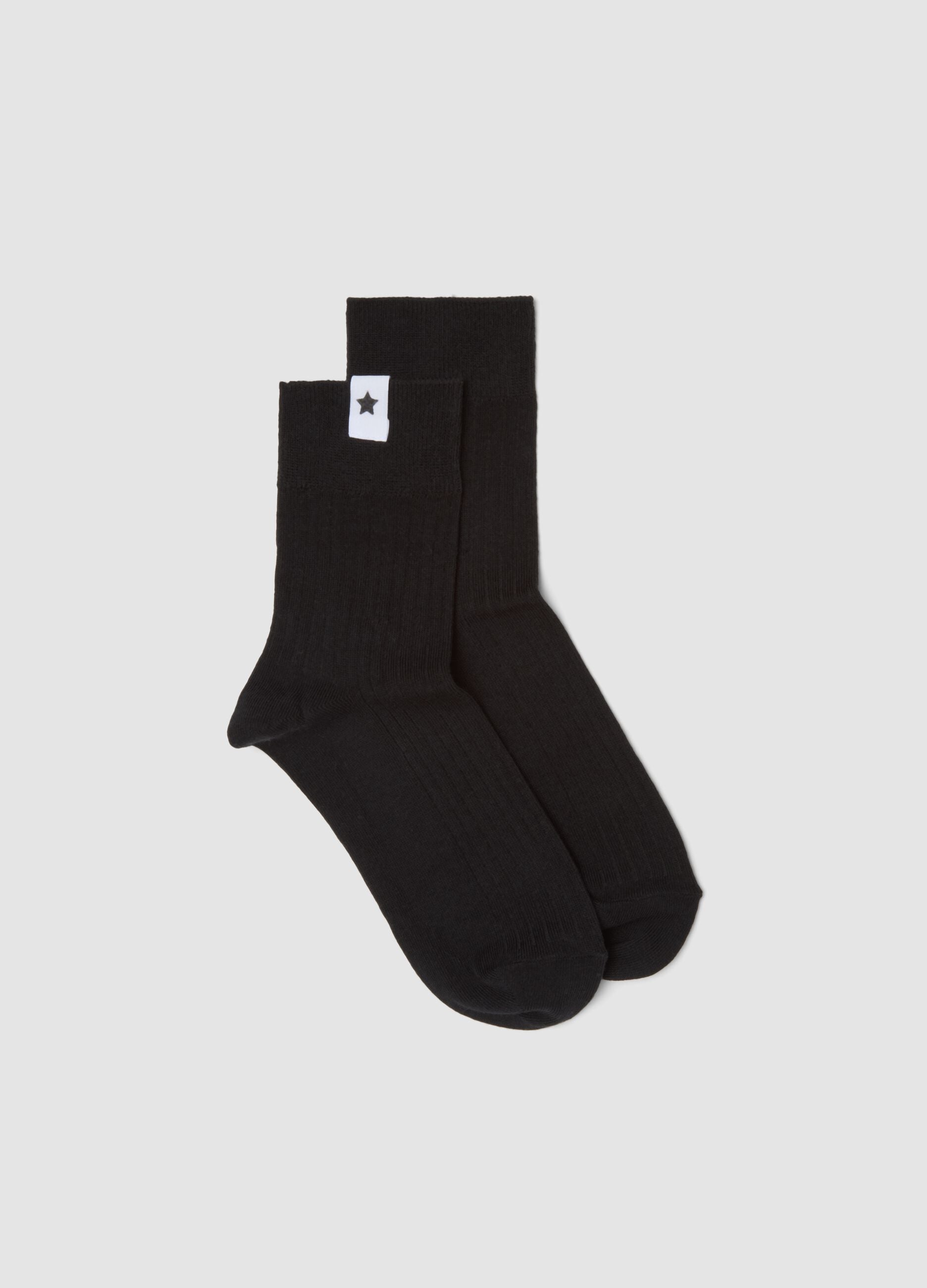 Black ribbed stretch-cotton socks