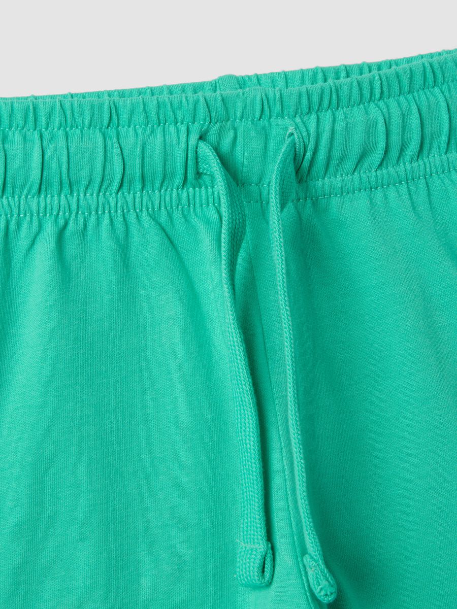 Green organic cotton shorts with elasticated waistband_3