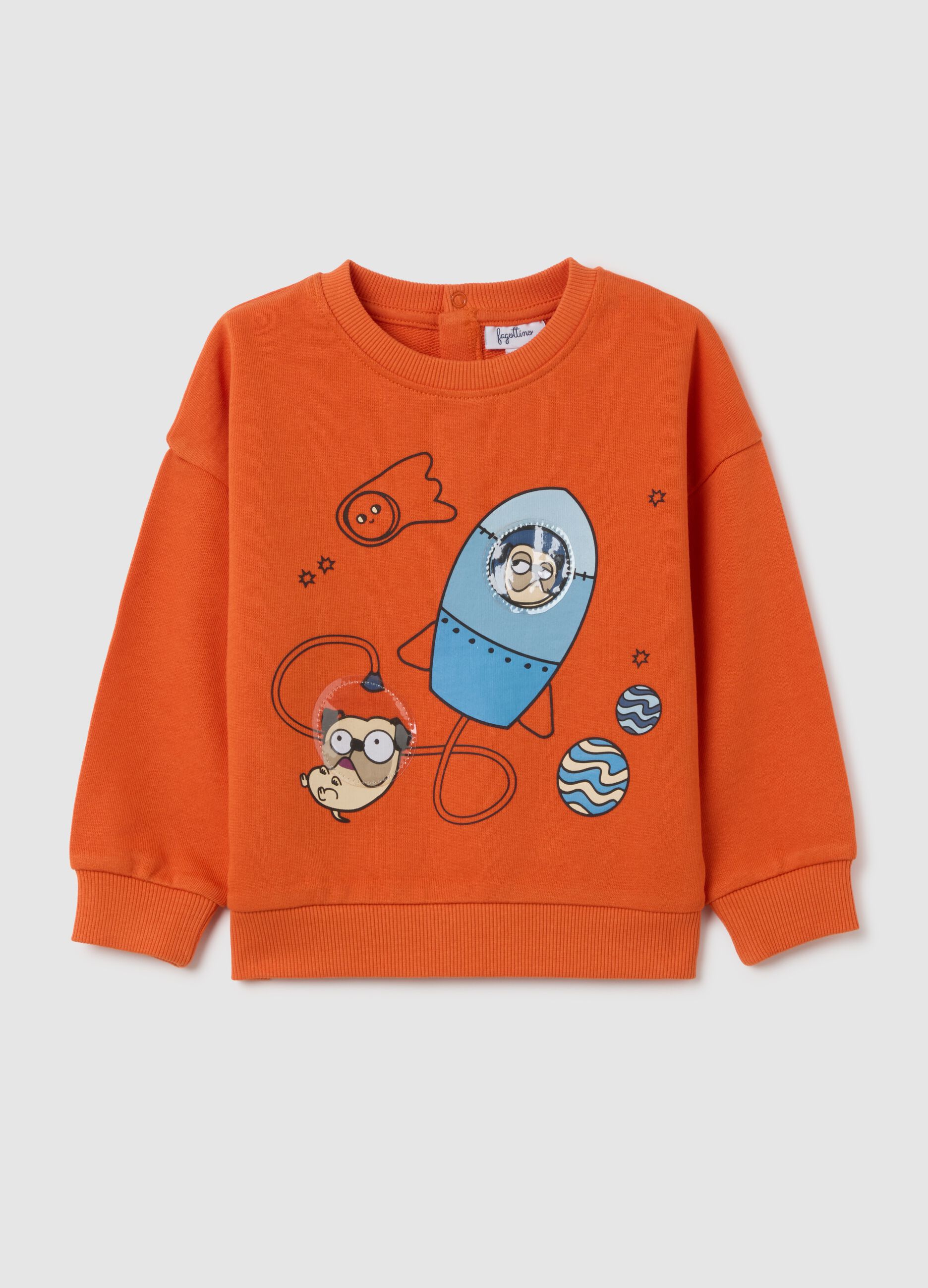 Felpa da bambino in puro cotone arancione regular fit