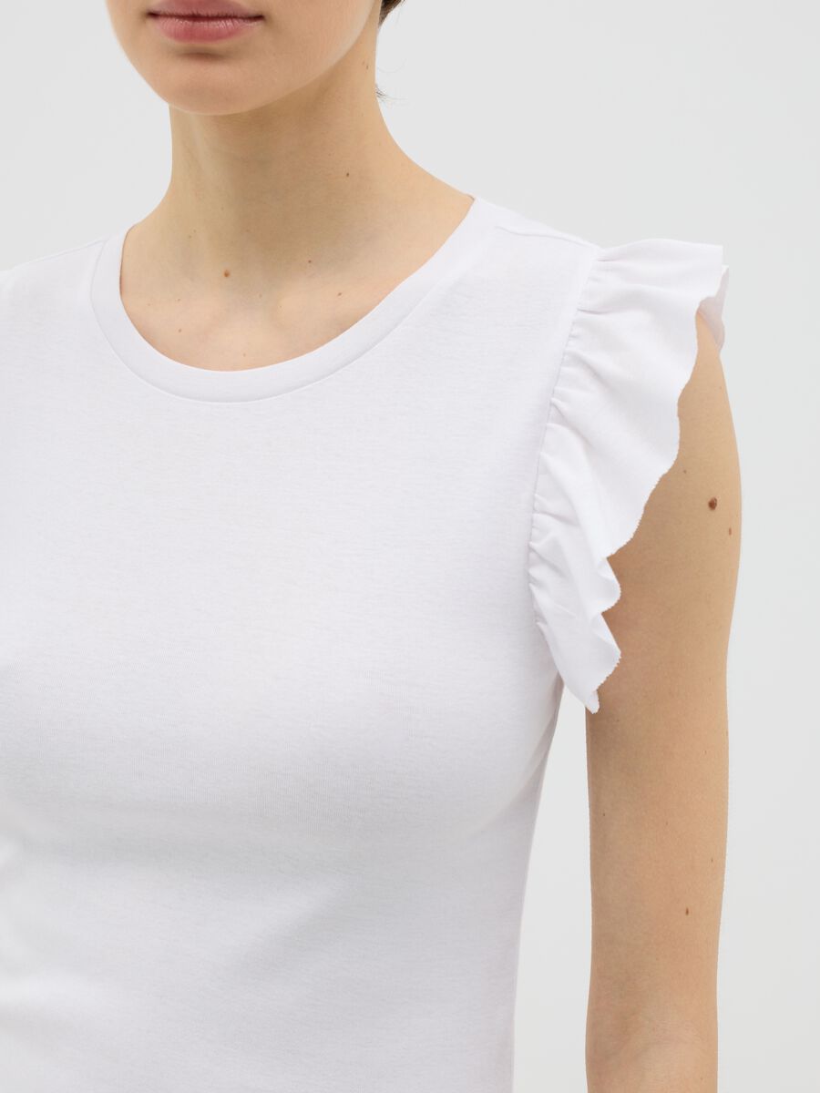 White cotton T-shirt with ruffles_2